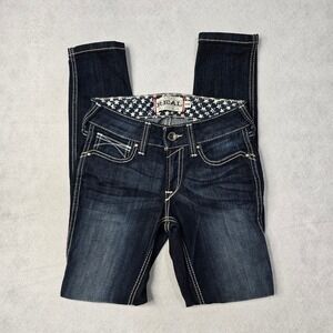 Ariat REAL Denim Dark Wash Skinny Jeans Contrast Stitching 25R